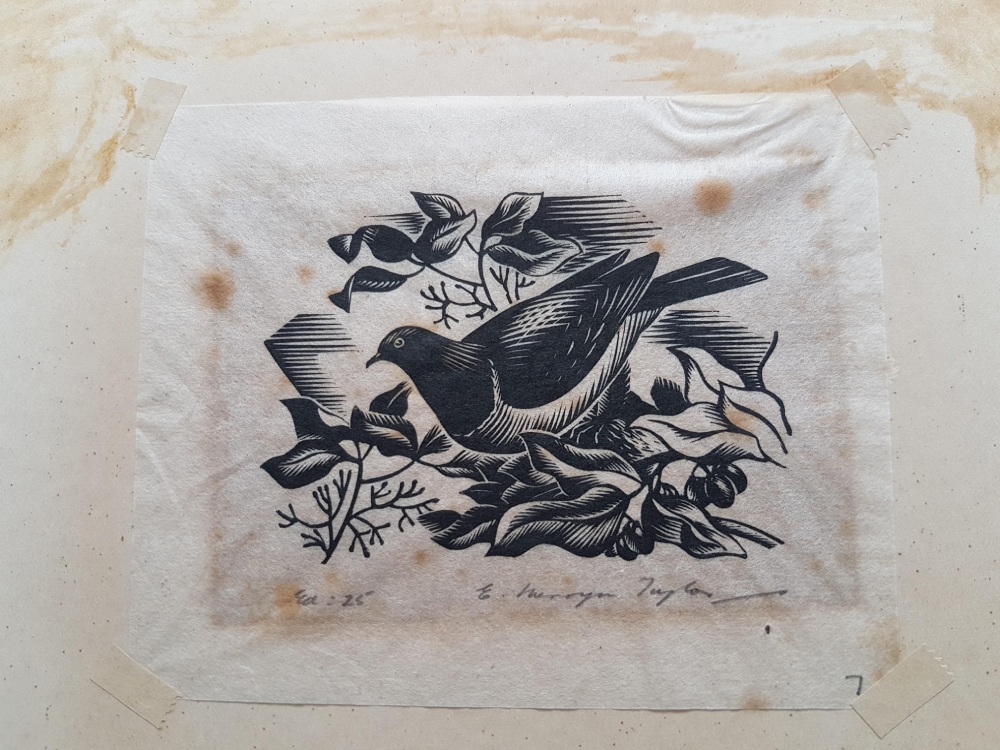 Art Conservation & Restoration -Woodblock Print Foxing and Acidity Reduction BEFORE