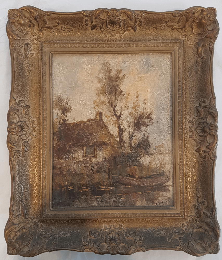 Oil Painting and Frame Full Restoration BEFORE