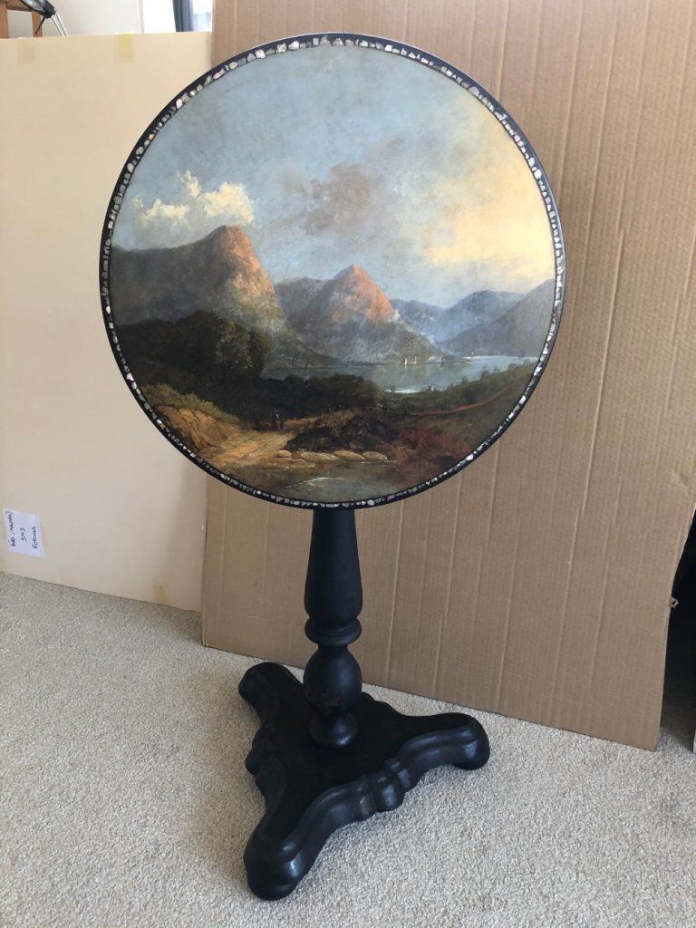 Art Conservation & Restoration - Tilt-top Table Painting AFTER