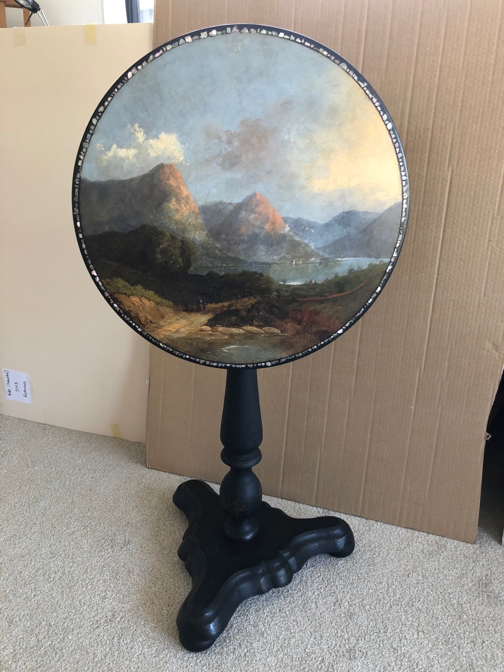 Art Conservation & Restoration - Tilt-top Table Painting AFTER