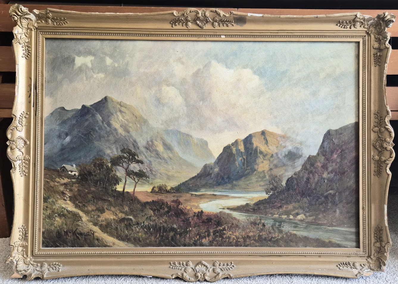Art Conservation & Restoration - Landscape Oil Painting BEFORE