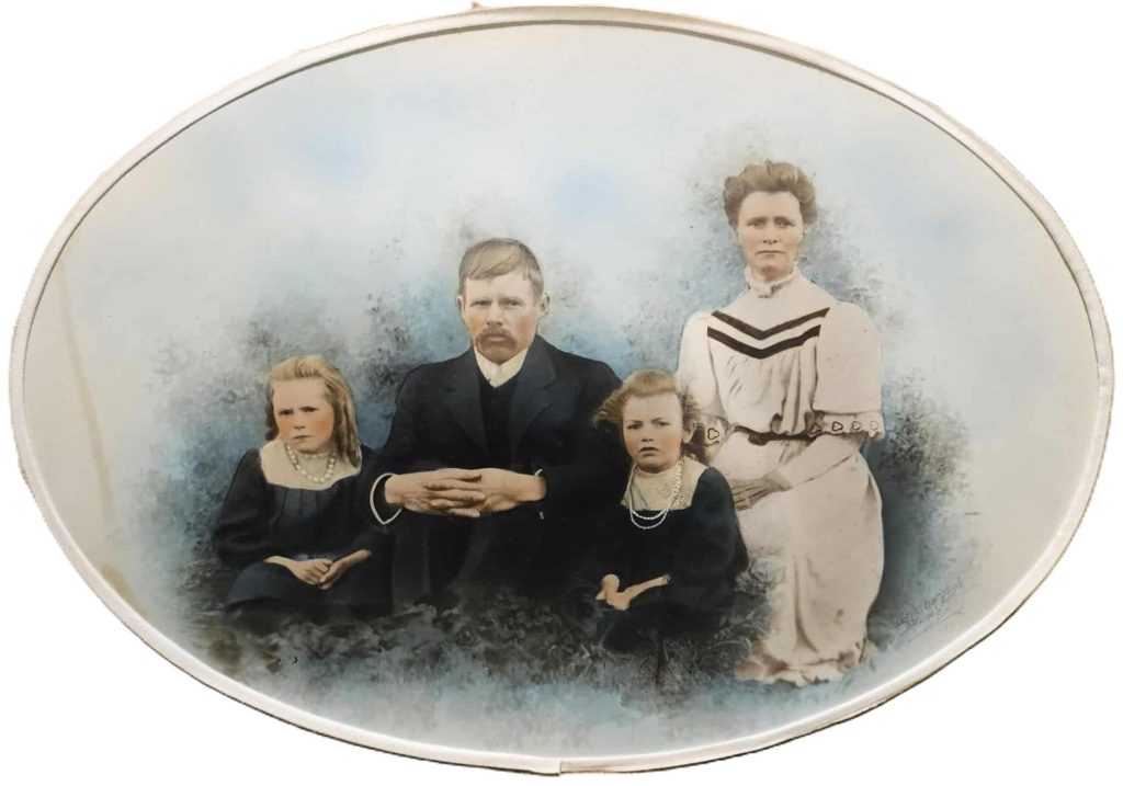 Art Conservation & Restoration - Hand Coloured Family Portrait Manual Restoration BEFORE